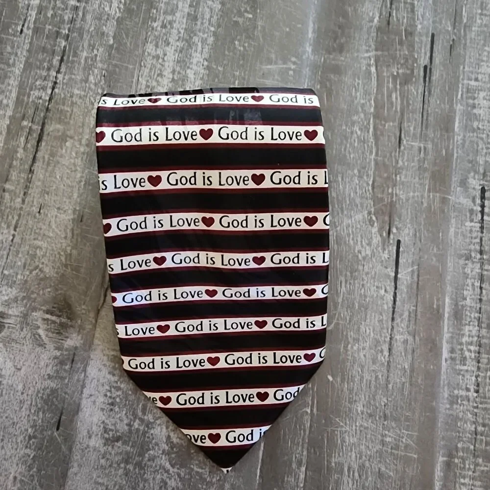 God Is Love Men's Neck Tie Religious Christian Hymn Choir Music Black Necktie‎